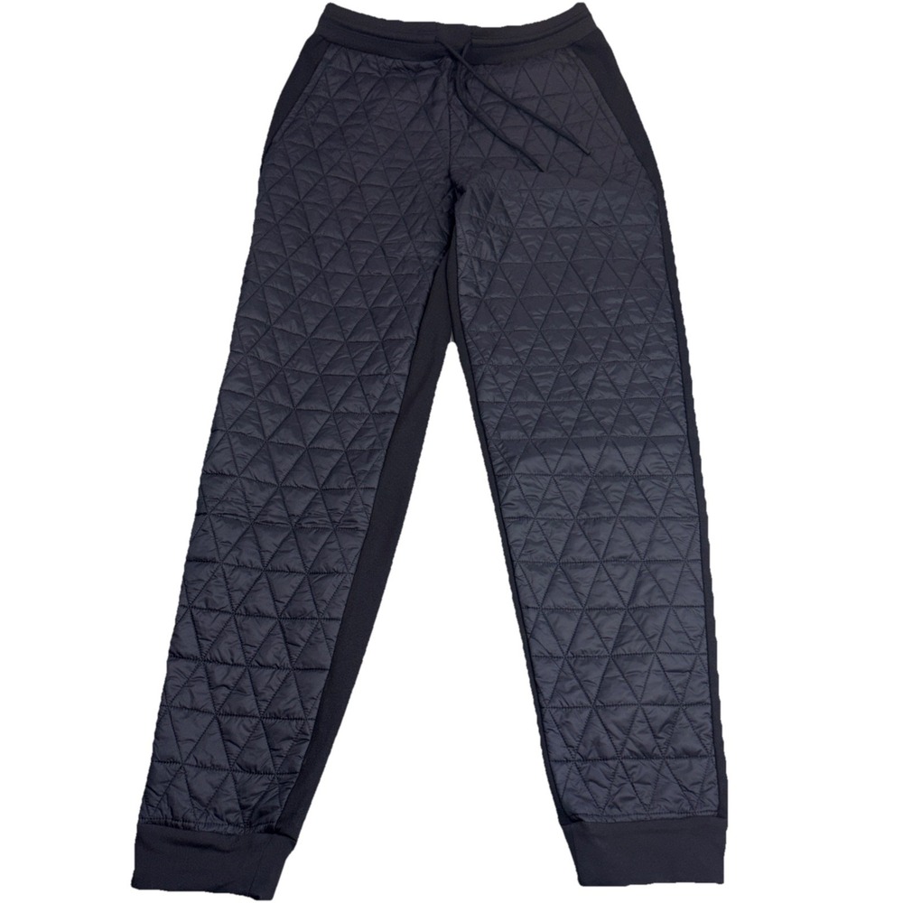 Athleta Black Quilted Jogger Pant Womens 6 Tall Drawstring Cuffed Pockets Taper